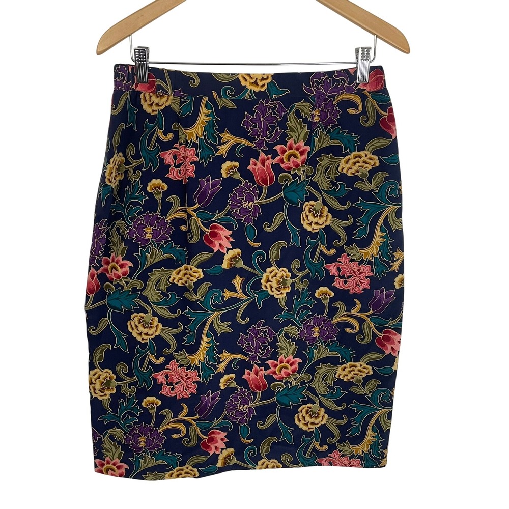 Silk Boutique‎ Size Large Floral Silk Pencil Skirt Lined NWT QVC